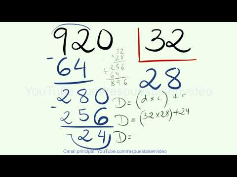 Learn how to divide by two digits with subtraction and verification: Example 920 divided by 32