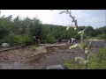 Siberia Eastern BAM 2014 River crossing using a raft with motorbikes