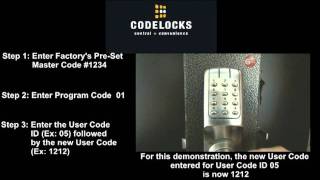 How To Enter A New User Suspend A User Restore A User Code For The Codelocks Cl5000
