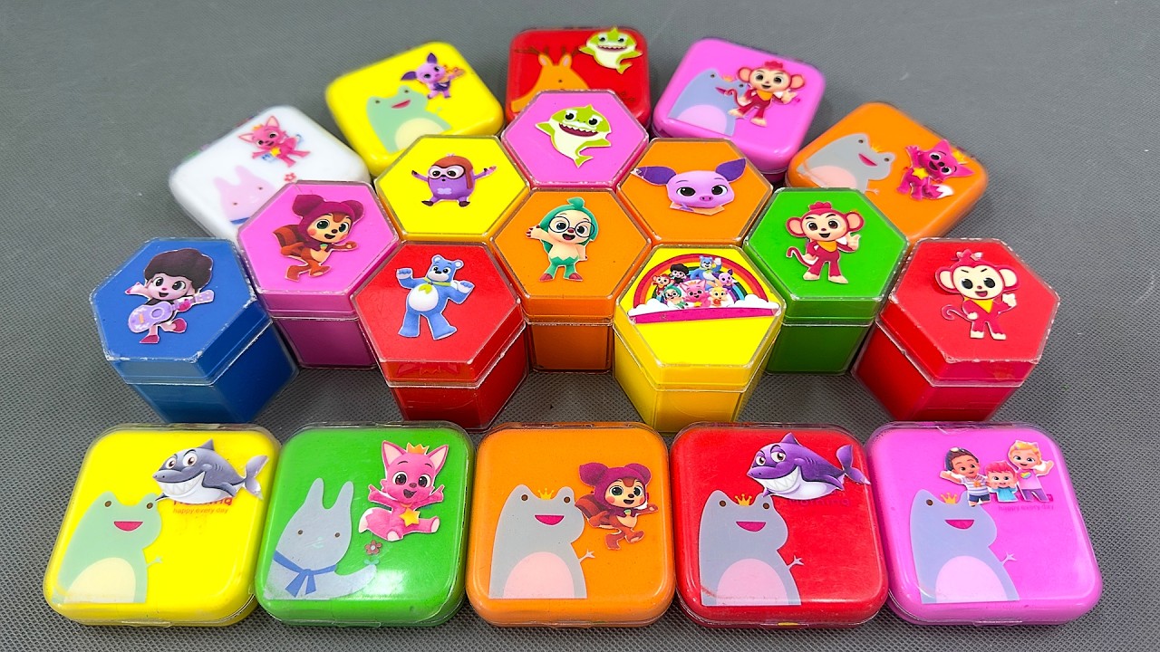 Rainbows SLIME 🌈 Hunting Pinkfong in Rainbow Hexagon Shapes Colorful! Satisfying, ASMR