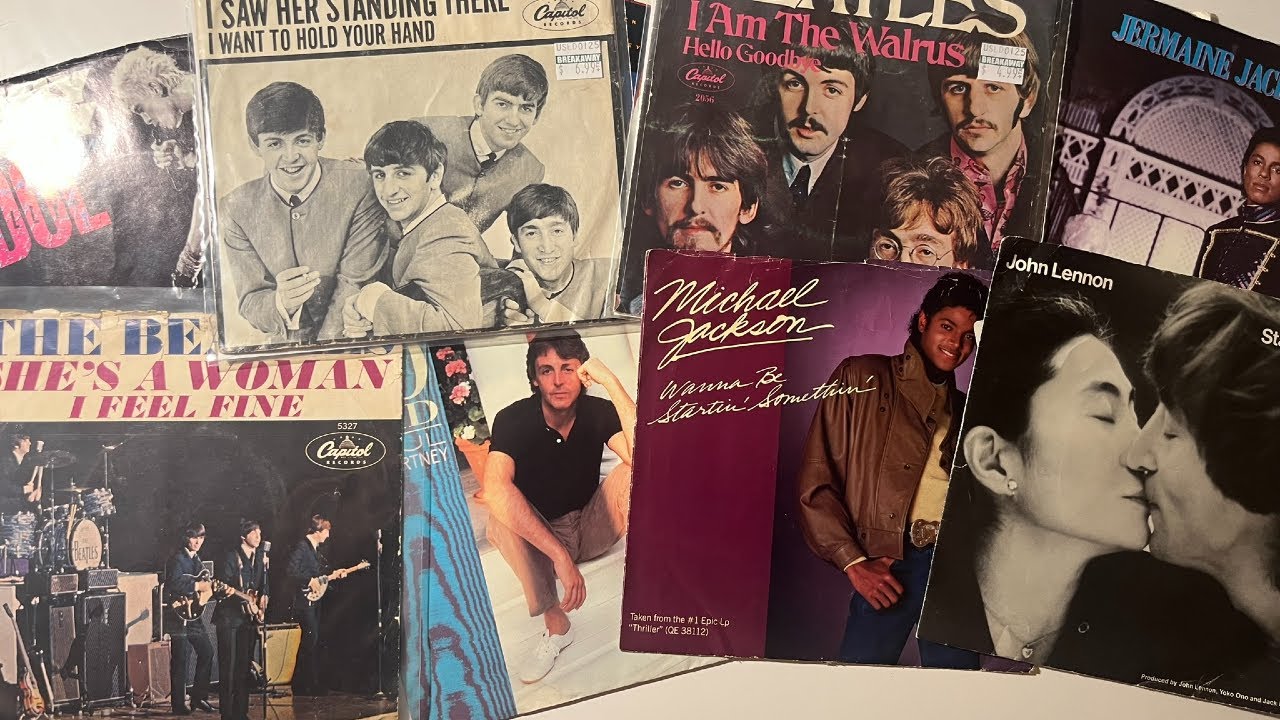 7 inch singles I found in January 2025! Including The Beatles and Michael Jackson!