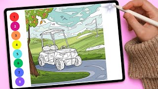 Golf Car. Coming Page By Numbers