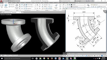 AutoCAD 3D Exercises Tutorials / Basics & Advance/ Pipe Bend 45° / Mechanical Part Model -1