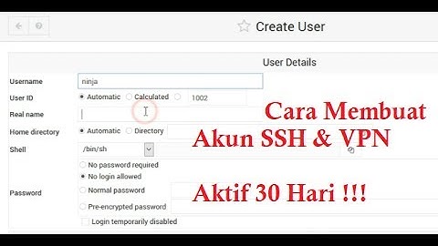Cara Membuat Akun SSH/VPN aktif 30 Hari Menggunakan Webmin | SSH Premium VPS