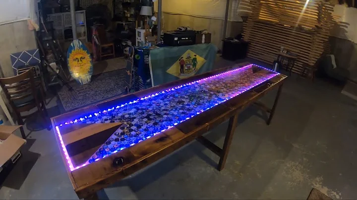 DIY Beer Pong Table with Bottlecaps, RESIN, reclaimed wood COMPLETELY from scratch!