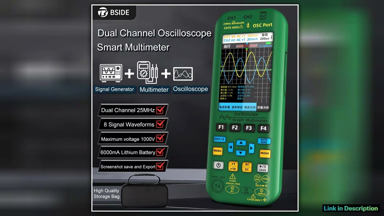 BSIDE O7 O9 Handheld digital oscilloscope Multimeter Function Signal generator 3IN1 Dual channel 25