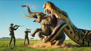 Animal rescue: mother elephant attacked by giant python