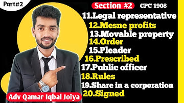 Section 2 part 2 of CPC/CPC lecture Series/Code of Civil Procedure 1908/by Sir Qamar Iqbal Joiya