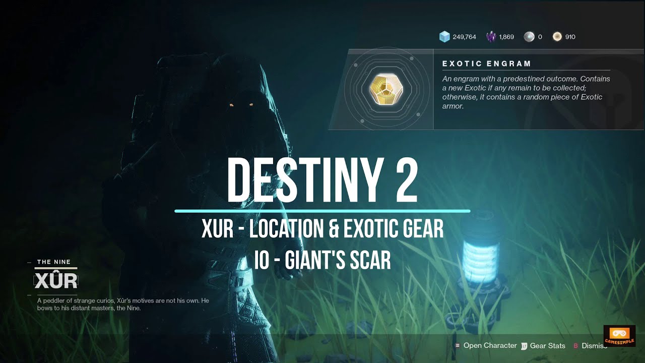 Destiny 2 XUR Location & Exotic Gear || IO - Giant's Scar || GameSimple || 6 Nov 2020