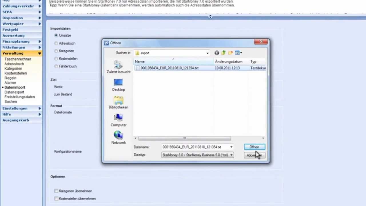 Starmoney Import Und Export Von Daten Youtube - starmoney import und export von daten