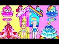 Học Làm Búp Bê Giấy | Elsa Và Rapunzel Làm Nhà Mới Phong Cách Pony | Câu Chuyện Của Barbie