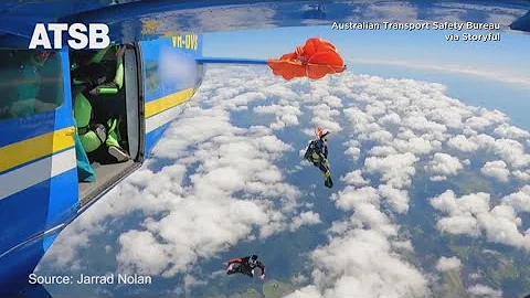 Video shows terrifying moment skydiver's parachute gets stuck on plane
