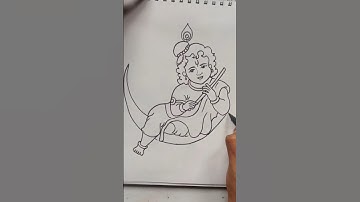 Quick simple and easy drawing of  little krishna/ little krishna drawing in easy steps