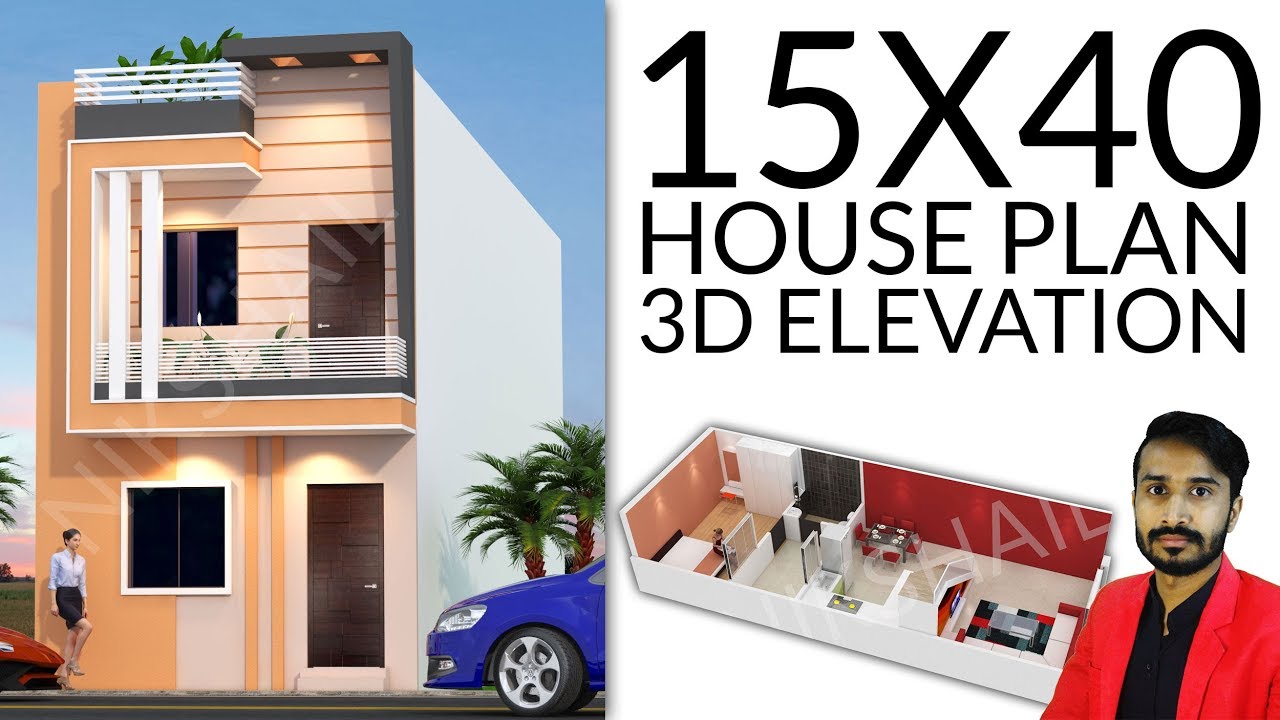 15X40 House  plan  with 3d  elevation by nikshail YouTube