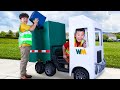 Eric &amp; Kaden Neighborhood Recycling Truck Adventure