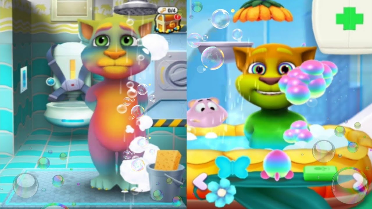 My Talking Tom Rainbow Vs My Talking Tom 2 Rainbow 🌈 - YouTube