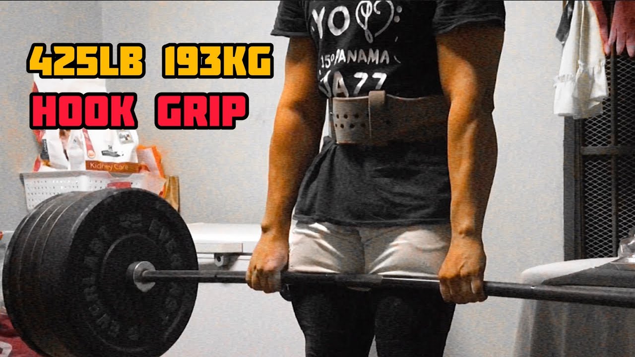 425lb Deadlift Hook Grip YouTube