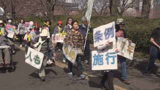 障害者権利条例施行を記念して水戸市内をパレード