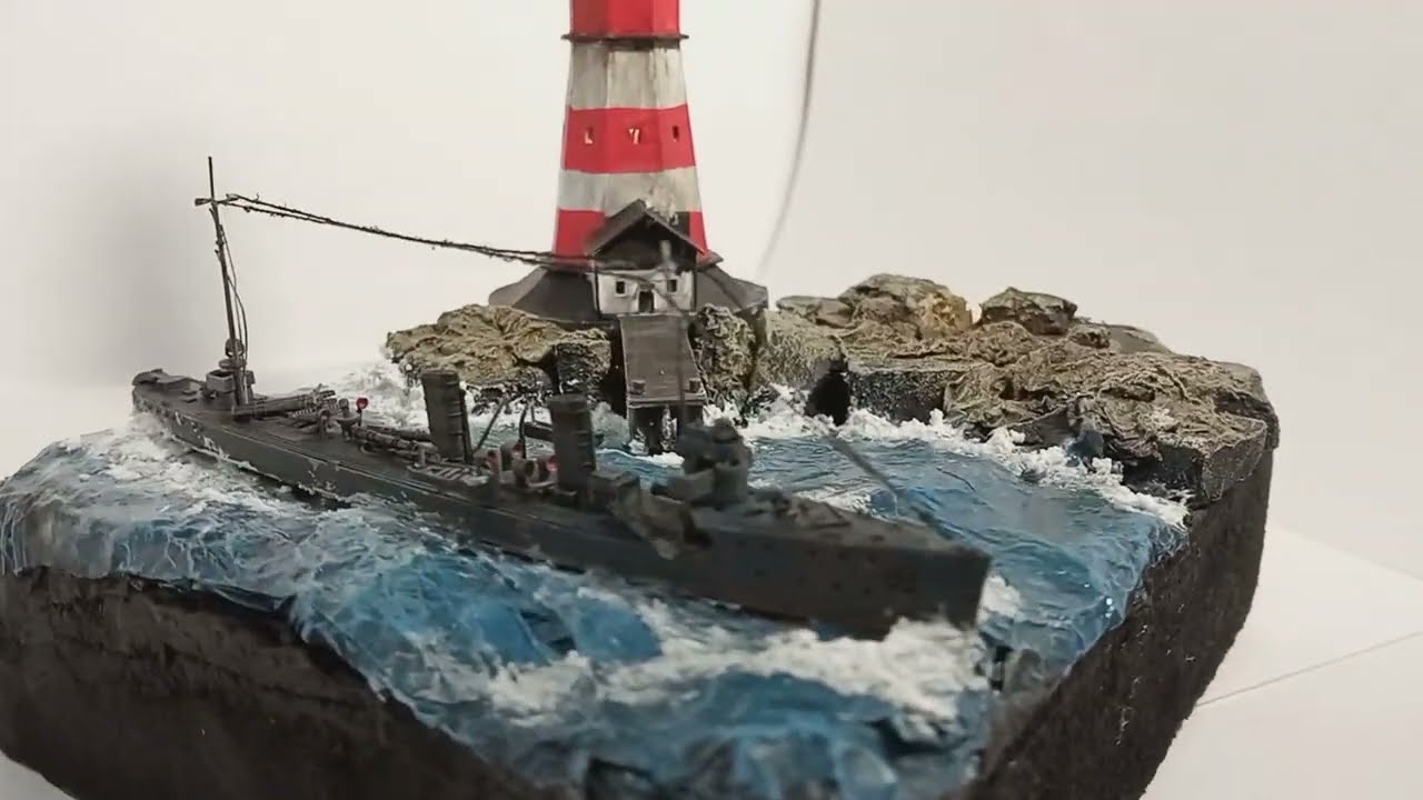 Building My First Ship Diorama With a Lighthouse That Lights Up!! - YouTube