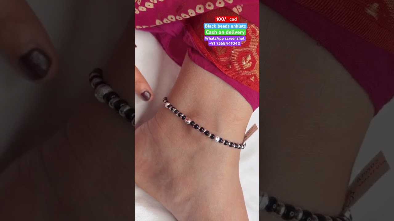 New designer silver black beads anklets, with 70% discount on instant first order 