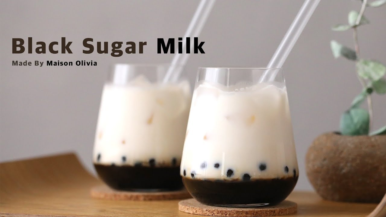 인싸음료 흑당밀크티 (블랙슈가라떼) 만들기 ( Black Sugar Milk Tea ) - 메종올리비아 (더앨리, 타이거슈가)
