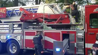 Passic NJ Ladder Tower 1 Setting Up For Master Stream Opps 4th Alarm Fire