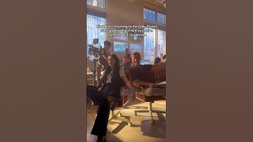 David Corenswet as Clark Kent with Rachel Brosnahan and Skyler Gisondo on the set of Superman
