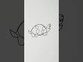 One line drawing of turtle by one stroke line art for kids shortshorts short