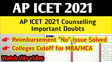 AP ICET 2021 Counselling Doubts | AP ICET 2021 Counselling | AP ICET 2021 Fee Reimbursement  Issues