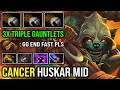 CANCER MID HUSKAR IS BACK!! First Item 3x Gauntlets 7Min Armlet 100% Aggressive with Blade Mail DotA