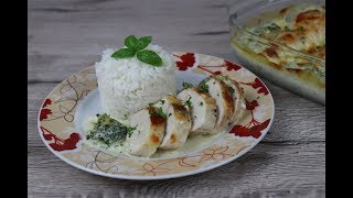 Куриные грудки с брокколи запеченные в сливочно сырном соусе Куриные грудки с брокколи запеченные в сливочно сырном соусе