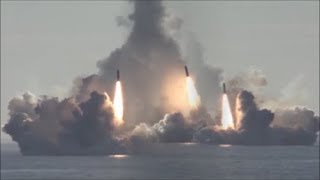 Russian Nuclear Submarine “Yuri Dolgoruky” (K-535) Sub-Sea Launch Four “Bulava” Missile.
