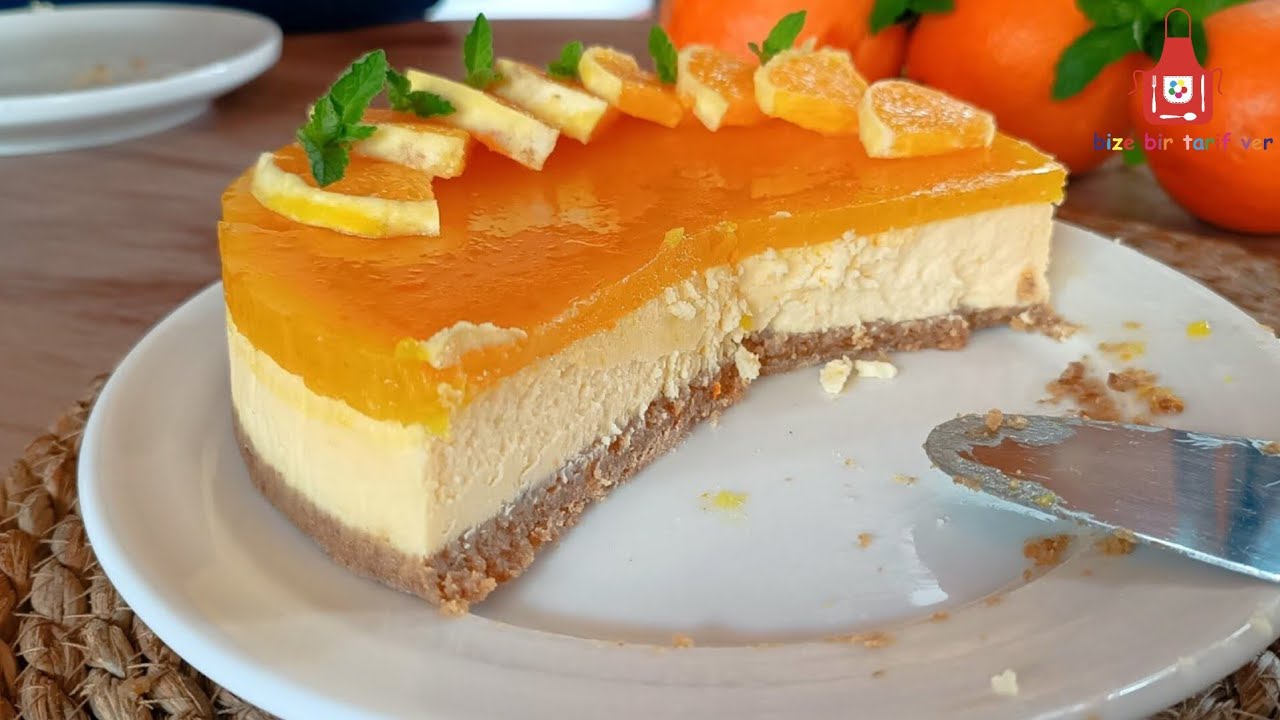 PORTAKALLI CHEESECAKE TARİFİ 🍊💚 Portakallı cheesecake nasıl yapılır #orange  #cheesecake