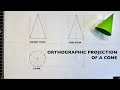كيفية رسم مخروط في الإسقاط المتعامد شرح خطوة بخطوة تعلم مع كوفي دويرا