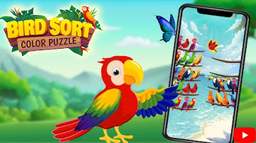 BIRD SORT COLOR MSORTING PUZZLE GAME WITH UNIQUE ART STYLE,A COLLECTION OF COLORFUL BIRDS