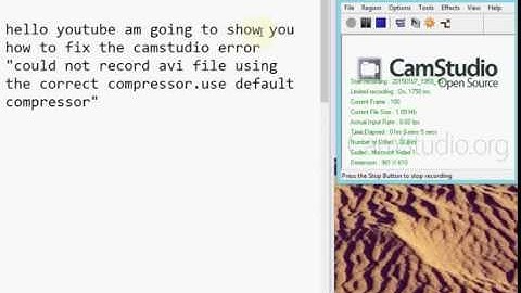 Fast way to fix camstudio error "could not record the avi file using the current compressor xvid"