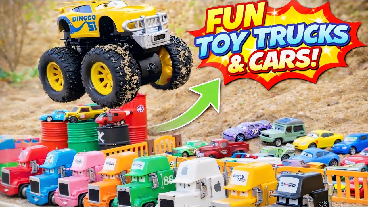 Powerful Toy Construction Vehicles vs Giant Dinosaur | Kids Action Toy Adventure by KOKO TV