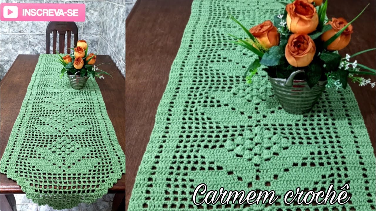 CAMINHO DE MESA MODELO CACHO DE UVA TUTORIAL CROCHÊ PASSO A PASSO .