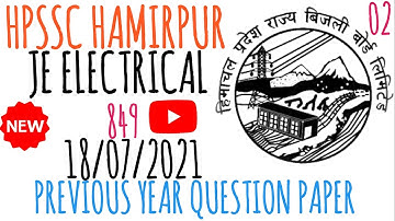 JE Electrical Question Paper Solution|18/07/2021| Post code 849| Part 02