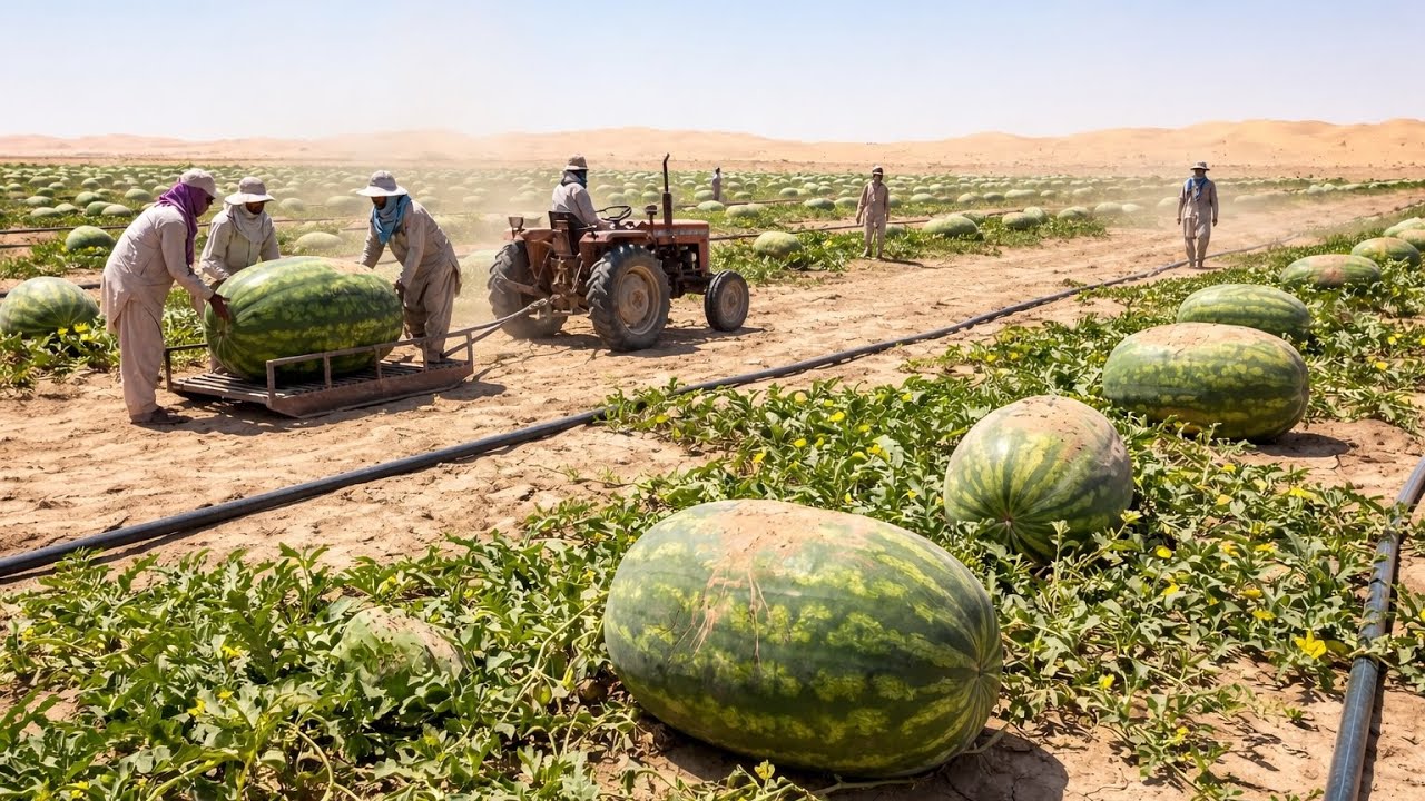 Unbelievable! 🍉 Watermelons Grown in the Desert Heat 