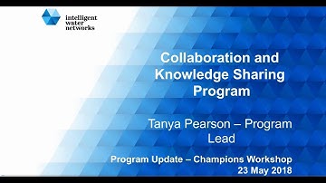 Intelligent Water Networks Collaboration and Knowledge Sharing Program Update