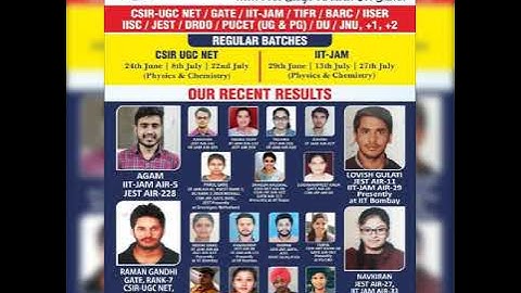 CSIR NET/JRF and IIT JAM Top Results in Tricity.