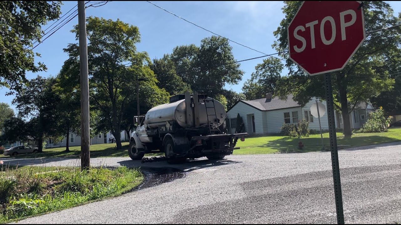 Chip & Seal Crew working in Baldwin City August, 2022