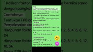 KPK dan FPB ll Materi Matematika Kelas VII #Shorts