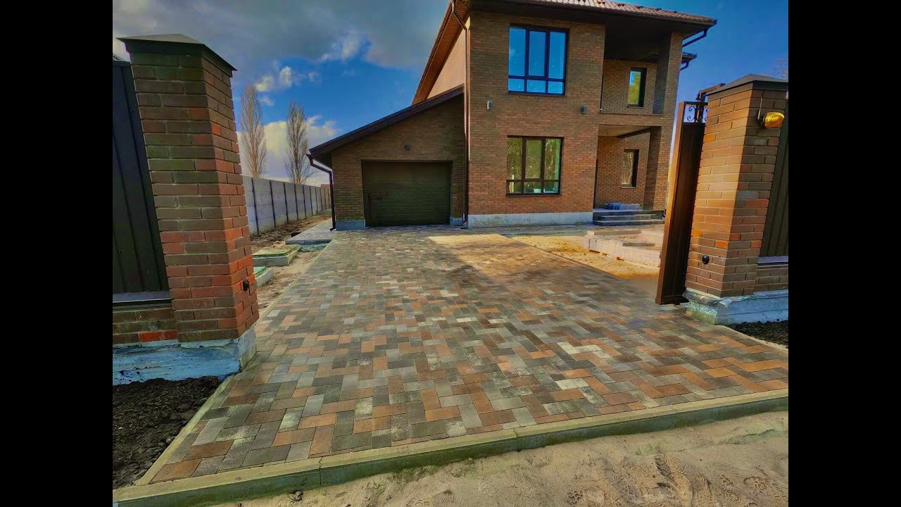 Укладка тротуарной плитки Кирпич 28.04.21 - YouTube