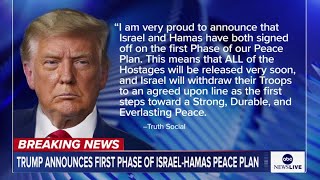 LIVE: Israel and Hamas agree to first phase of peace deal, President Trump announces