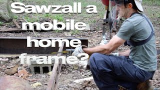 The last step in your D.I.Y. mobile home tear-down: cutting up the metal frame