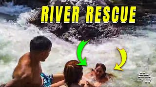 Drifting Lady Grabbed onto Guy’s Extended Leg to Get Out of a River