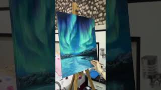 Acrylic Painting “Peaceful Polar Light” #acrylicpainting #artgallery #aurora #painting #paintingtips