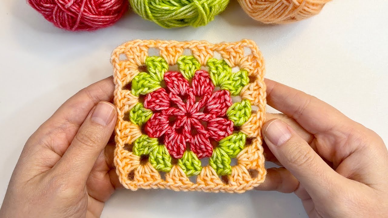 🌺 Flower Granny Square Crochet ✨ Very Easy Pattern ✨ Step by Step Tutorial
